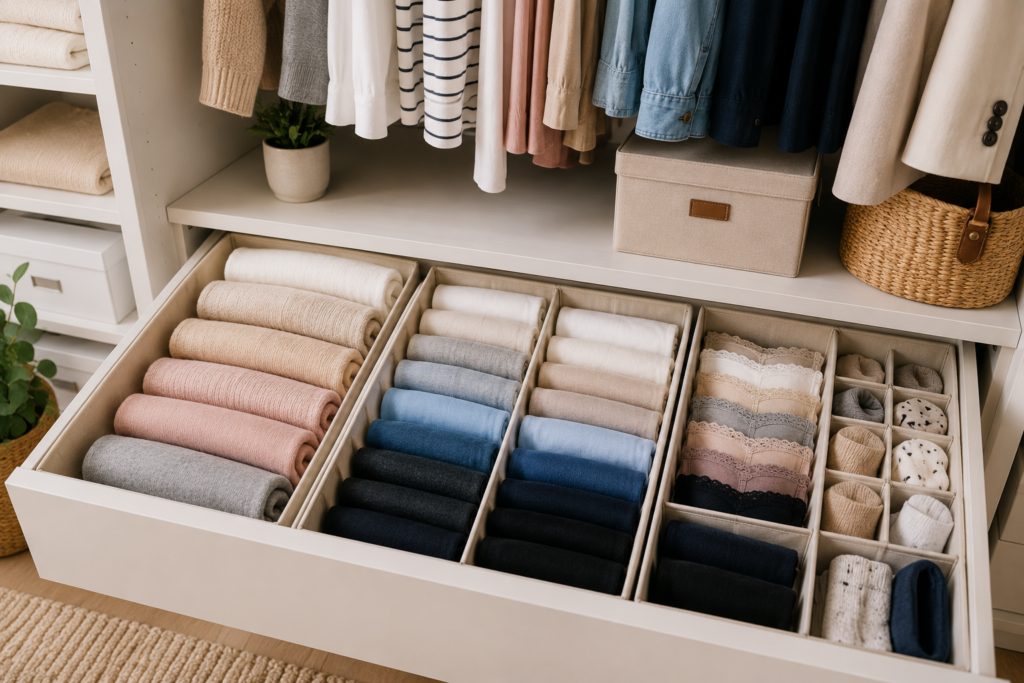 Kleiderschrank Organizer und Aufbewahrungsboxen