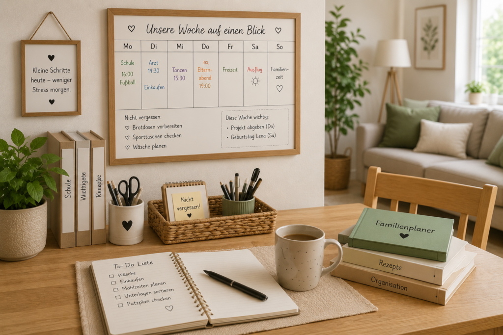 Familienorganisation mit Wochenplan, To-do-Liste und Familienplaner