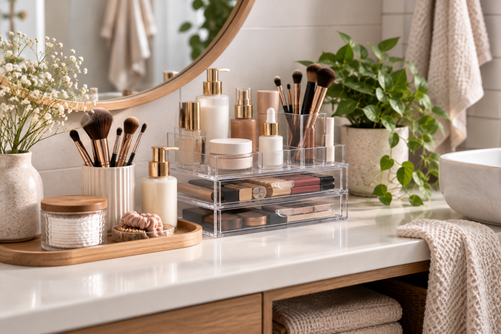 Kosmetik organisieren für mehr Ordnung im Badezimmer
